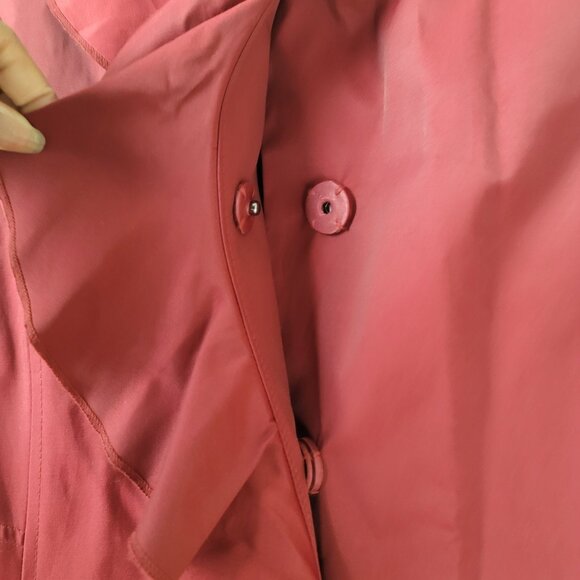 DKNY Wool Blend Trench Coat Women's Medium Red Ruffle Waterproof NWT - Picture 7 of 14